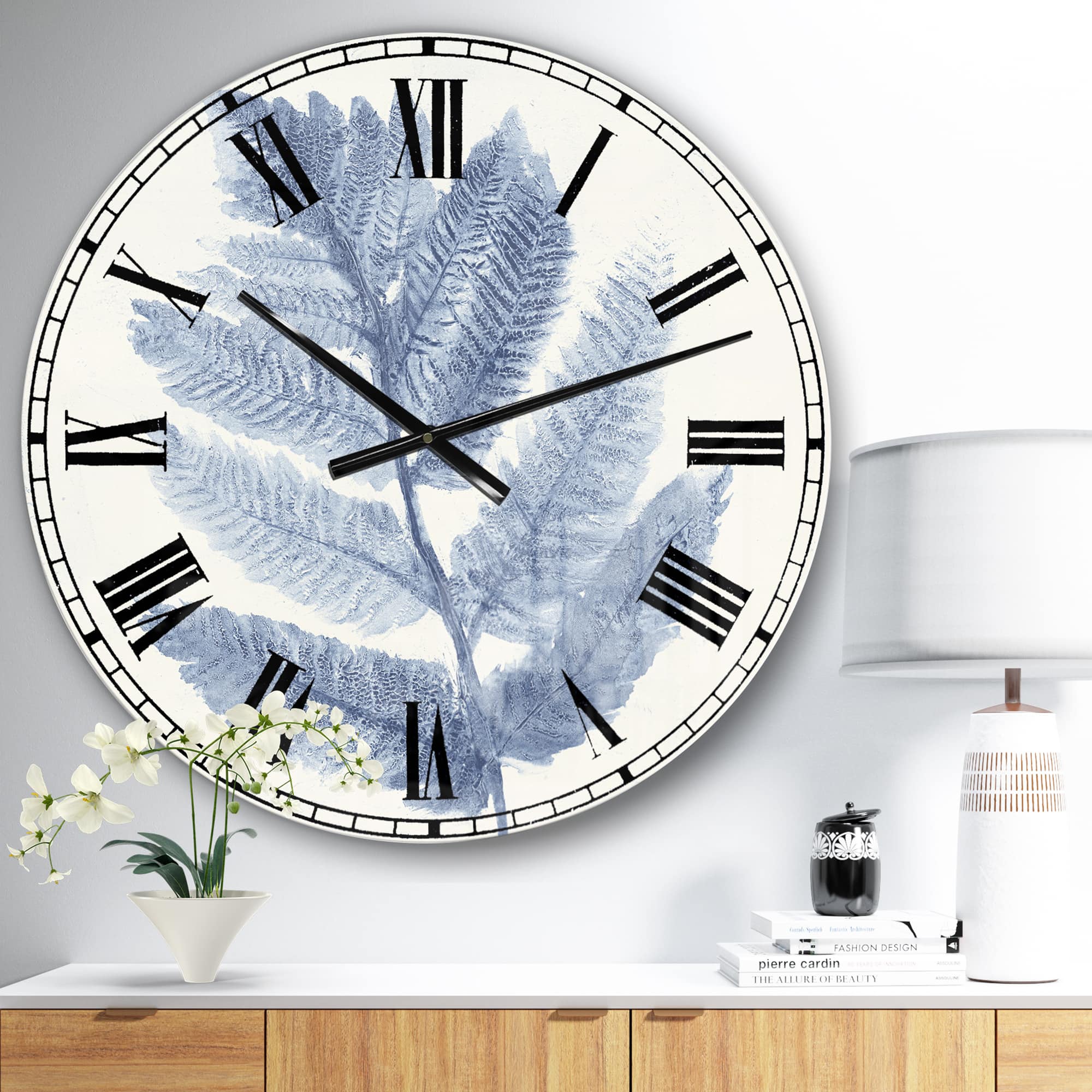Designart Forest Ferns Blue Wall Clock